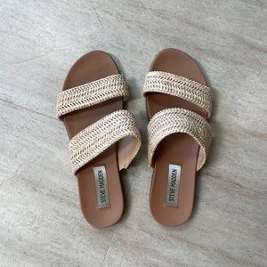 Steve Madden Womens Dede Open Toe Casual Slide Sandals, Natural Raffia, Size 6.5
